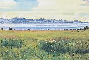 Ferdinand Hodler Der Genfersee von St Prex aus painting